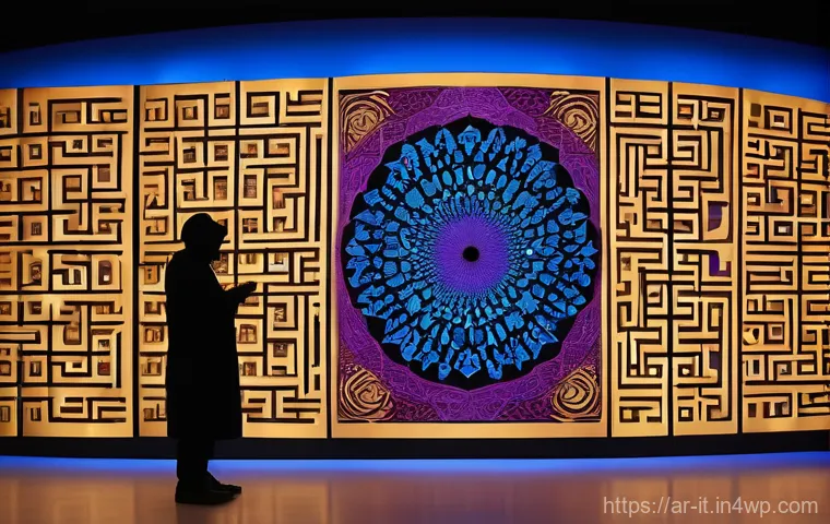 다감각 예술 경험 디자인을 위한 창의적 아이디어 - **Prompt:** "A breathtaking, futuristic art installation within a grand, ancient Arab courtyard, rem...