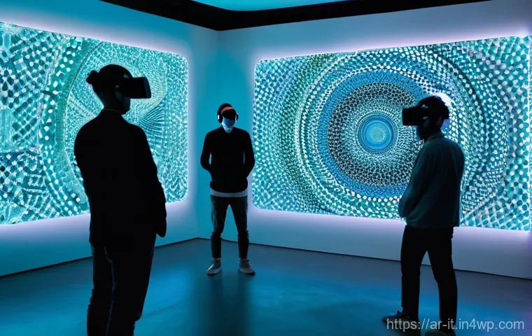 다감각 예술 경험 디자인의 인사이트 도출 - **"A young woman, elegantly dressed in a contemporary abaya, stands captivated within a multi-sensor... 다감각 예술 경험 디자인의 인사이트 도출 - **"A young woman, elegantly dressed in a contemporary abaya, stands captivated within a multi-sensor...