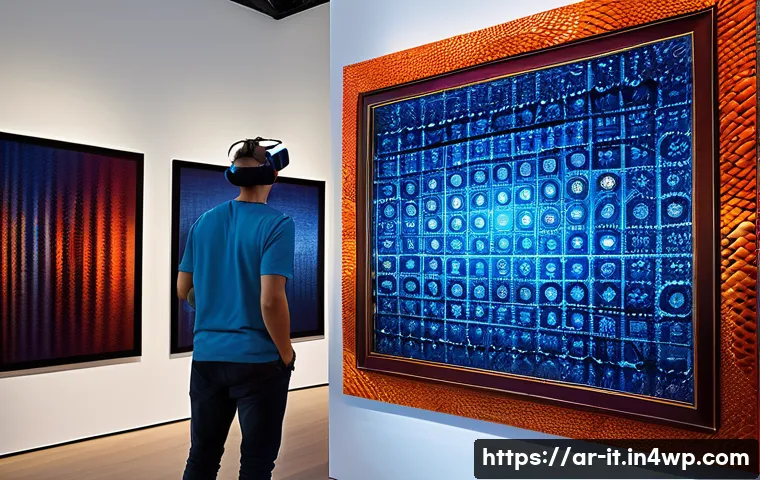 다감각 예술 경험 디자인을 위한 비즈니스 모델 구축 - A captivating multi-sensory art installation set in a modern gallery space designed for Arabic-speak...