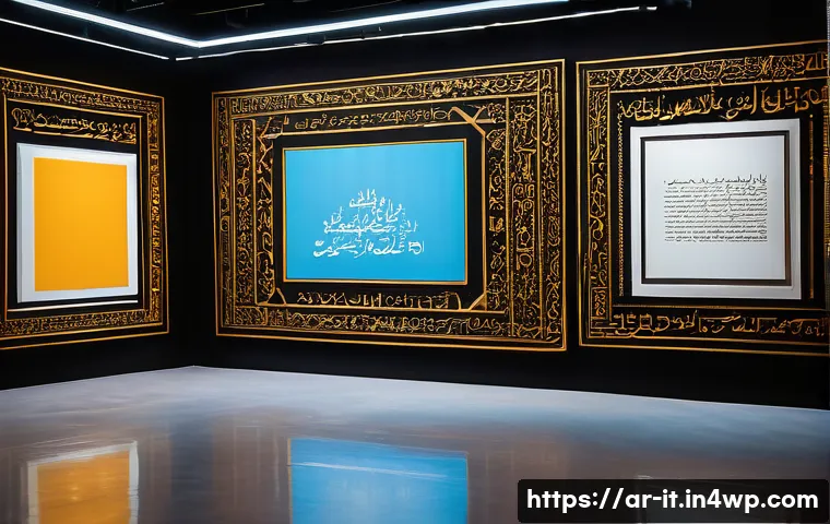 다감각 예술 경험 디자인의 법적 고려사항 - A sophisticated multisensory art exhibition in a modern Middle Eastern gallery, featuring interactiv...